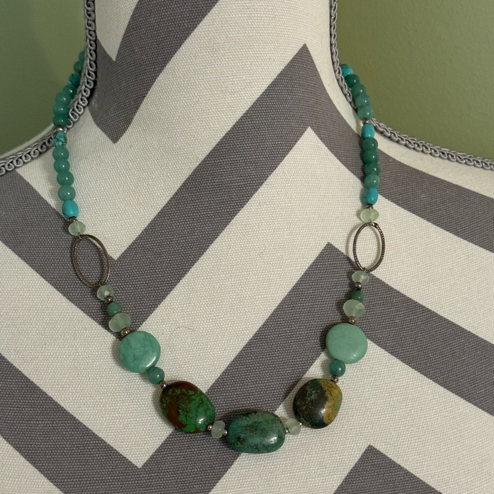 Barse green turquoise and sterling necklace